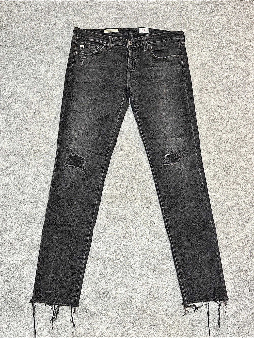 AG Adriano Goldschmied The Legging Ankle Distressed Skinny Jeans in Black